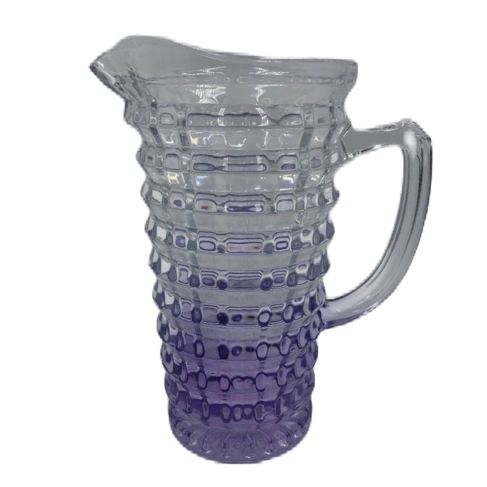 Purple and Clear Textured Glass Pitcher Ombre Unique
